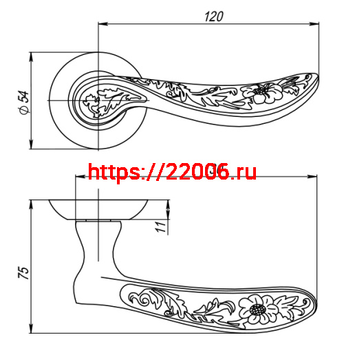 Ручка Punto (Пунто) раздельная R.TL54.FLOR (FLOR TL) CF-17 кофе фото 2