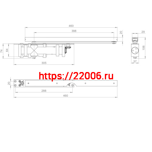 Доводчик дверной Fuaro (Фуаро) скрытой установки DCH2-06 Hold Open (25-120 кг) BL (черный) до 120 кг фото 2