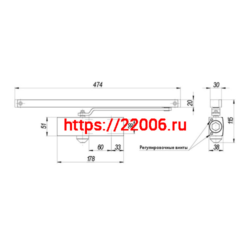 Доводчик Armadillo (Армадилло) дверной со скользящей тягой DCSLIDER85 (DCS-85) WH (белый) фото 2