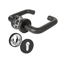 Комплект Fuaro (Фуаро) дверных ручек с накладками под цилиндр FR.DH57.0219 NE (DH-0219 NE) 9x140 мм, BL-24 черный