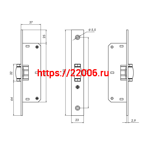 Защелка Punto (Пунто) врезная METLR-155B ролик СP хром фото 3